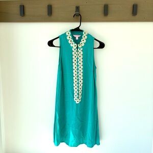 Lilly Pulitzer Jane Shift Dress Turquoise Size 0 – Classic Embroidered Style